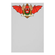 Cráneo del diablo del demonio con las alas del pal papeleria personalizada