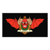 Cráneo del diablo del demonio con las alas del pal arte con fotos