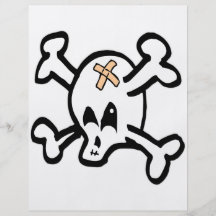 Cráneo del dibujo animado con bandera pirata tarjetas publicitarias