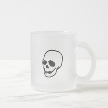 Cráneo del dibujo animado del vector taza de café