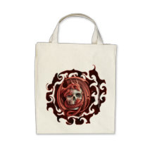 Cráneo del dragón - tote orgánico del ultramarinos bolsas de mano
