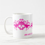 Cráneo del gótico del vampiro en rosa en lindo est tazas