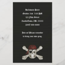 Cráneo del pirata - aviador de Halloween Tarjetas Informativas
