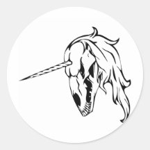 Cráneo del unicornio pegatina redonda