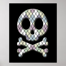 Cráneo en colores pastel del Harlequin Posters