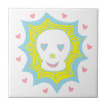 Cráneo feliz del amor azulejo ceramica