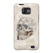 Cráneo floral del tatuaje con el fondo del damasco galaxy SII carcasa