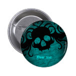 Cráneo gótico de la fantasía azul y negro pins