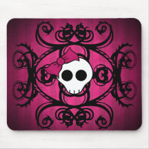 Cráneo gótico lindo en fuschia y negro tapetes de ratones