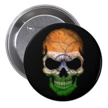Cráneo indio de la bandera en negro pins