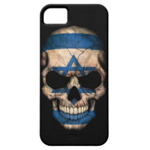 Cráneo israelí de la bandera en negro iPhone 5 fundas