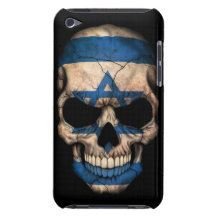 Cráneo israelí de la bandera en negro Case-Mate iPod touch fundas