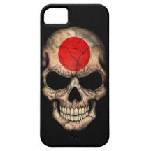 Cráneo japonés de la bandera en negro iPhone 5 coberturas