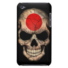 Cráneo japonés de la bandera en negro iPod touch fundas