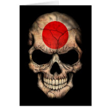 Cráneo japonés de la bandera en negro tarjetas