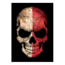 Cráneo maltés de la bandera en negro tarjetas de visita