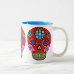 Cráneo mexicano del azúcar del arte popular tazas