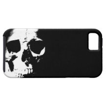 Cráneo negro y blanco iPhone 5 carcasa