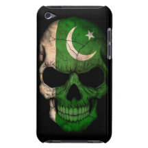 Cráneo paquistaní de la bandera en negro barely there iPod funda