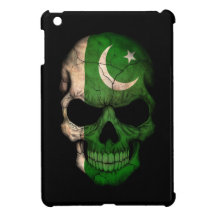 Cráneo paquistaní de la bandera en negro iPad mini funda