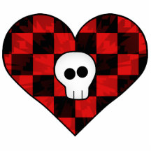 Cráneo punky lindo del gótico en corazón a cuadros esculturas fotográficas