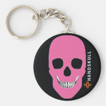 Cráneo rosado de HANDSKULL, feliz rebelde, bandera Llavero Personalizado
