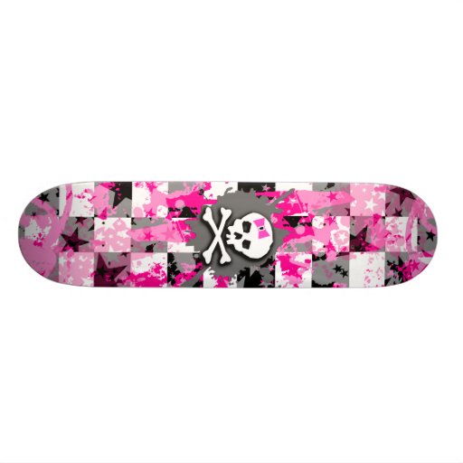Cráneo rosado del arco tabla de skate