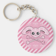Cráneo rosado del conejito de Kawaii Llaveros
