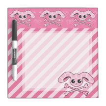 Cráneo rosado del conejito de Kawaii Pizarras Blancas
