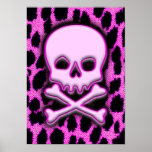 Cráneo rosado del leopardo posters