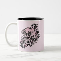 Cráneo rosado del tatuaje tazas de café