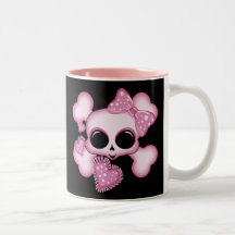 Cráneo rosado lindo tazas