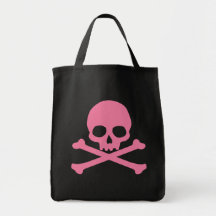 Cráneo rosado simple y bandera pirata bolsas de mano