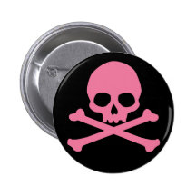 Cráneo rosado simple y bandera pirata pin