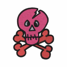 Cráneo rosado y camisetas bordadas de la bandera p