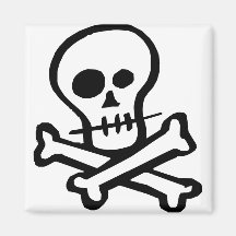 Cráneo simple y bandera pirata de B&W Imanes Para Frigoríficos