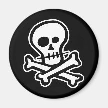 Cráneo simple y bandera pirata de B&W Imanes