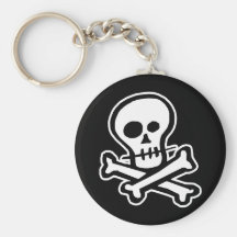 Cráneo simple y bandera pirata de B&W Llaveros Personalizados