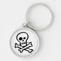 Cráneo simple y bandera pirata de B&W Llaveros Personalizados