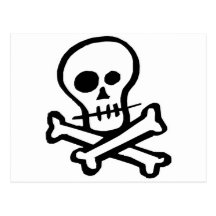 Cráneo simple y bandera pirata de B&W Tarjeta Postal