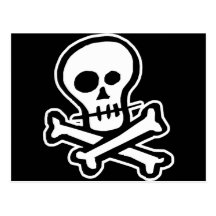 Cráneo simple y bandera pirata de B&W Tarjeta Postal