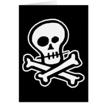Cráneo simple y bandera pirata de B&W Tarjetas