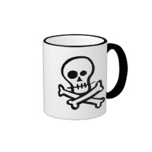 Cráneo simple y bandera pirata de B&W Taza