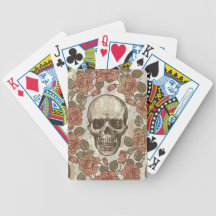 Cráneo subió vintage en paleta de color neutral baraja cartas de poker