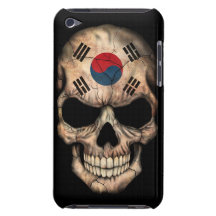 Cráneo surcoreano de la bandera en negro iPod Case-Mate carcasas