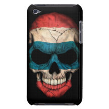 Cráneo tailandés de la bandera en negro iPod Case-Mate protector