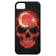 Cráneo turco de la bandera en negro iPhone 5 Case-Mate cárcasas