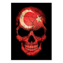 Cráneo turco de la bandera en negro plantilla de tarjeta personal