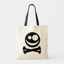 Cráneo y bandera pirata. Blanco y negro. Bolsas