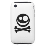 Cráneo y bandera pirata. Blanco y negro. Tough iPhone 3 Protector